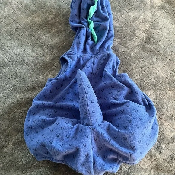 Carters Blue‎ Dinosaur Fleece Hooded Costume Romper 6-9 Months Baby - Picture 3 of 5